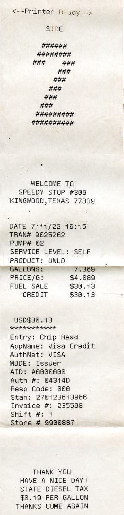Gas Station Receipt