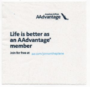 American Airlines In-Flight Napkin